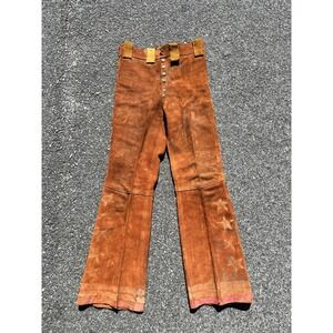 1 Of 1 1970 Suede Leather Flare Pants Stars Stripes Hippie VTG Americana 31x31.5